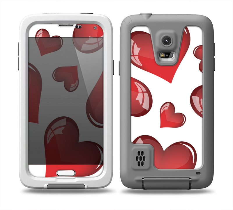 The Glossy Red 3D Love Hearts Skin Samsung Galaxy S5 frē LifeProof Case