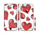 The Glossy Red 3D Love Hearts Sectioned Skin Series for the Apple iPhone 6s Plus