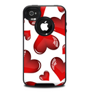 The Glossy Red 3D Love Hearts Skin for the iPhone 4-4s OtterBox Commuter Case