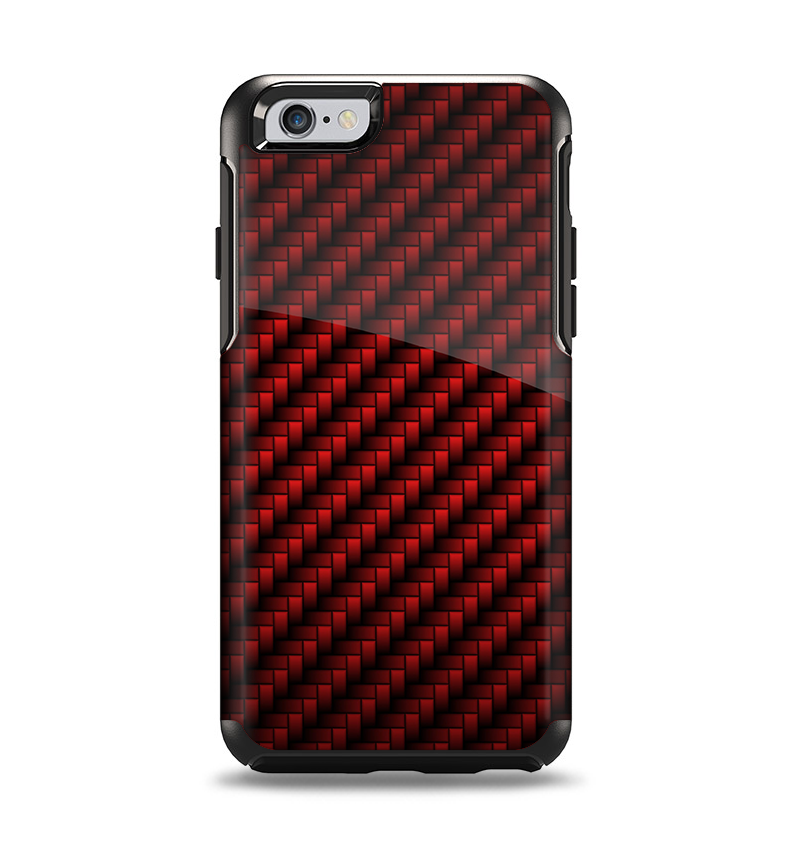 The Glossy Red Carbon Fiber Apple iPhone 6 Otterbox Symmetry Case Skin Set