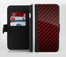 The Glossy Red Carbon Fiber Ink-Fuzed Leather Folding Wallet Credit-Card Case for the Apple iPhone 6/6s, 6/6s Plus, 5/5s and 5c