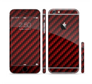 The Glossy Red Carbon Fiber Sectioned Skin Series for the Apple iPhone 6/6s Plus