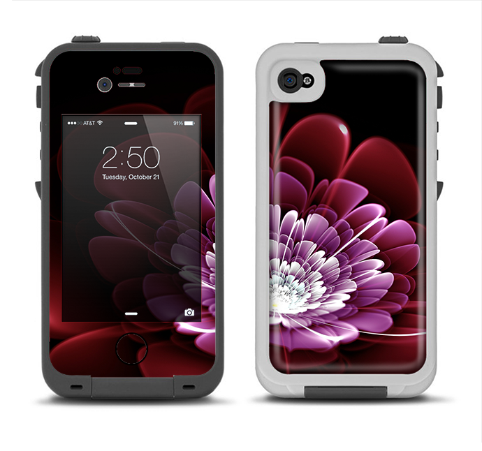 The Glowing Abstract Flower Apple iPhone 4-4s LifeProof Fre Case Skin Set