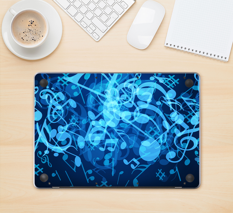 The Glowing Blue Music Notes Skin Kit for the 12" Apple MacBook (A1534)