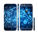 The Glowing Blue Music Notes Sectioned Skin Series for the Apple iPhone 6s Plus