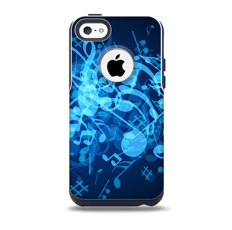 The Glowing Blue Music Notes Skin for the iPhone 5c OtterBox Commuter Case