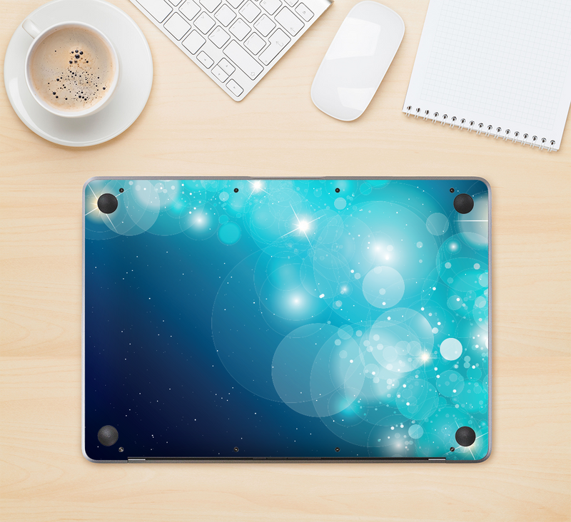 The Glowing Blue & Teal Translucent Circles Skin Kit for the 12" Apple MacBook (A1534)