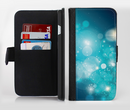 The Glowing Blue & Teal Translucent Circles Ink-Fuzed Leather Folding Wallet Credit-Card Case for the Apple iPhone 6/6s, 6/6s Plus, 5/5s and 5c