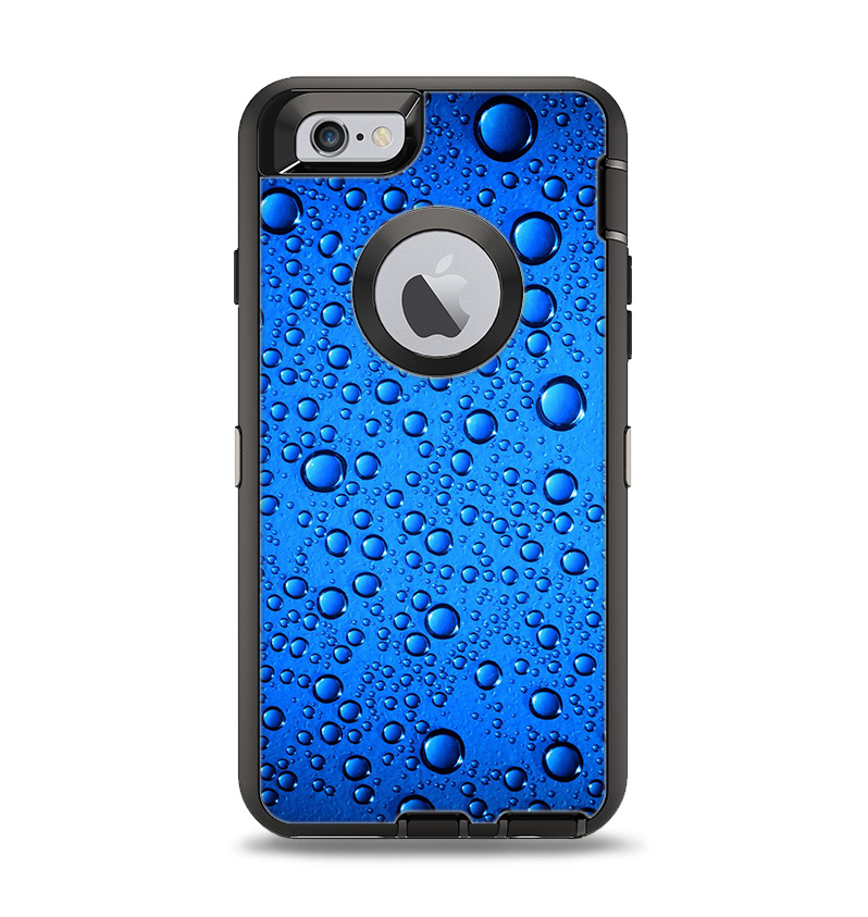 The Glowing Blue Vivid RainDrops Apple iPhone 6 Otterbox Defender Case Skin Set