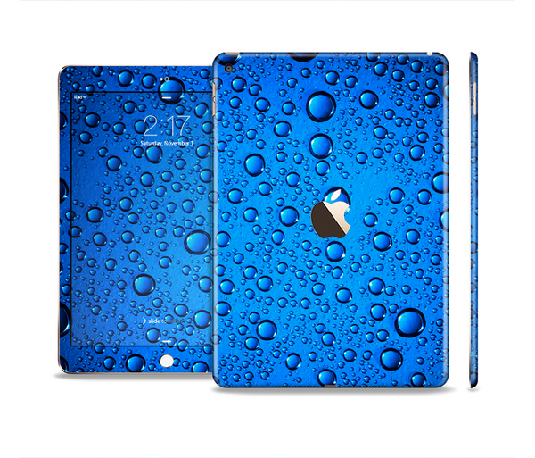 The Glowing Blue Vivid RainDrops Skin Set for the Apple iPad Pro
