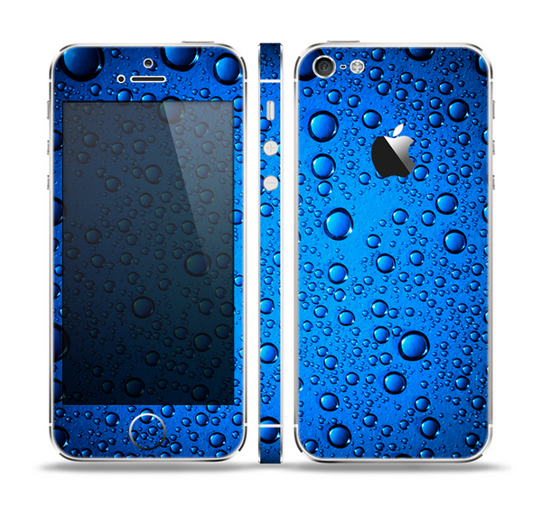 The Glowing Blue Vivid RainDrops Skin Set for the Apple iPhone 5