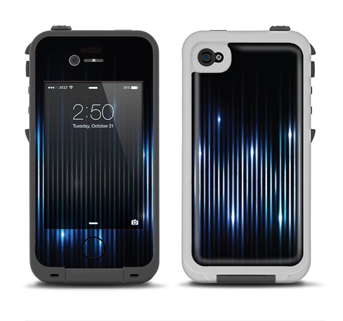 The Glowing Blue WaveLengths Apple iPhone 4-4s LifeProof Fre Case Skin Set
