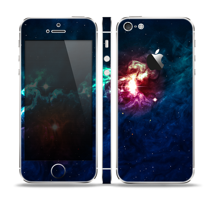 The Glowing Colorful Space Scene Skin Set for the Apple iPhone 5
