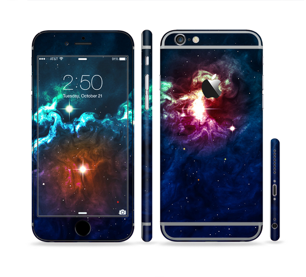 The Glowing Colorful Space Scene Sectioned Skin Series for the Apple iPhone 6 Plus