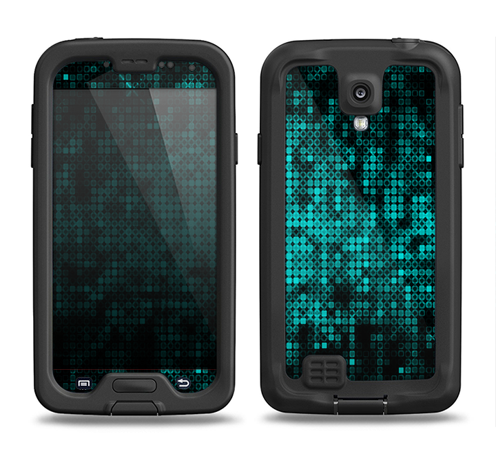 The Glowing Digital Green Dots Samsung Galaxy S4 LifeProof Nuud Case Skin Set