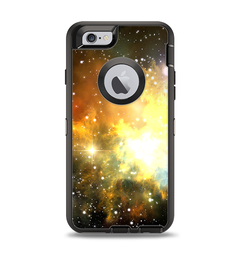 The Glowing Gold & Black Nebula Apple iPhone 6 Otterbox Defender Case Skin Set