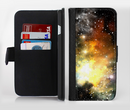 The Glowing Gold & Black Nebula Ink-Fuzed Leather Folding Wallet Credit-Card Case for the Apple iPhone 6/6s, 6/6s Plus, 5/5s and 5c