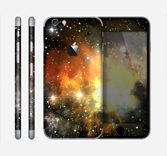 The Glowing Gold & Black Nebula Skin for the Apple iPhone 6