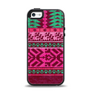 The Glowing Green & Pink Ethnic Aztec Pattern Apple iPhone 5-5s Otterbox Symmetry Case Skin Set