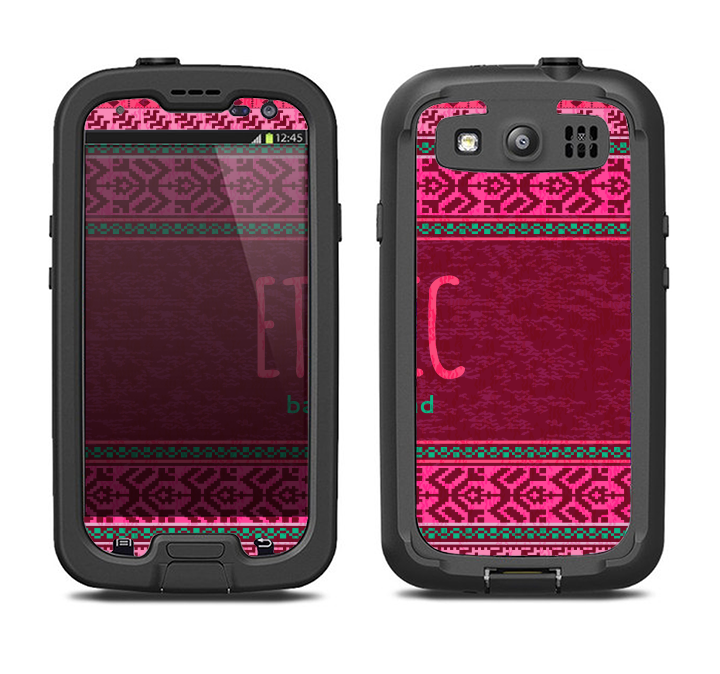 The Glowing Green & Pink Ethnic Aztec Pattern Samsung Galaxy S4 LifeProof Nuud Case Skin Set