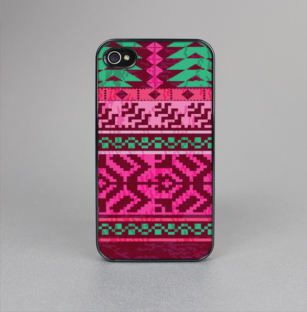The Glowing Green & Pink Ethnic Aztec Pattern Skin-Sert for the Apple iPhone 4-4s Skin-Sert Case