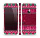 The Glowing Green & Pink Ethnic Aztec Pattern Skin Set for the Apple iPhone 5s