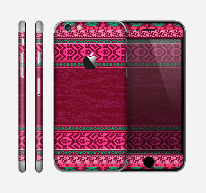 The Glowing Green & Pink Ethnic Aztec Pattern Skin for the Apple iPhone 6
