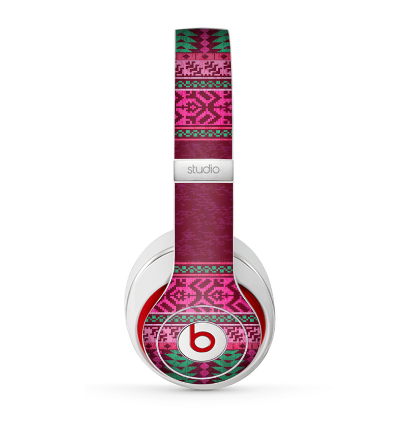 The Glowing Green & Pink Ethnic Aztec Pattern Skin for the Beats by Dre Studio (2013+ Version) Headphones