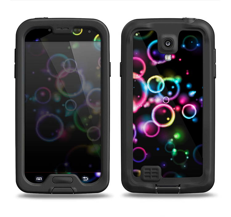 The Glowing Neon Bubbles Samsung Galaxy S4 LifeProof Fre Case Skin Set