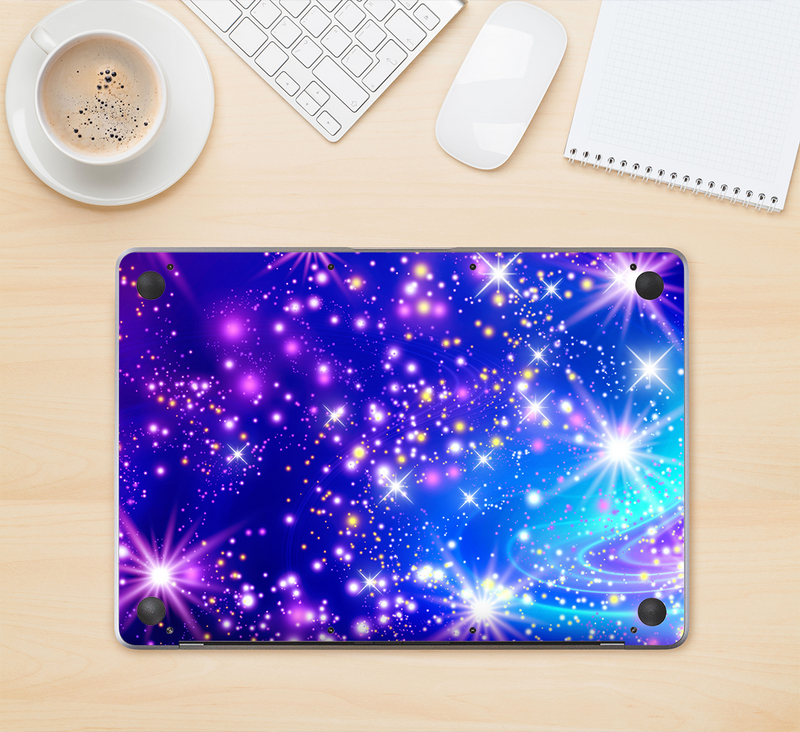 The Glowing Pink & Blue Starry Orbit Skin Kit for the 12" Apple MacBook (A1534)