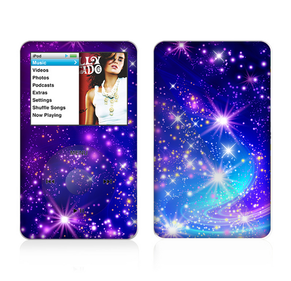 The Glowing Pink & Blue Starry Orbit Skin For The Apple iPod Classic