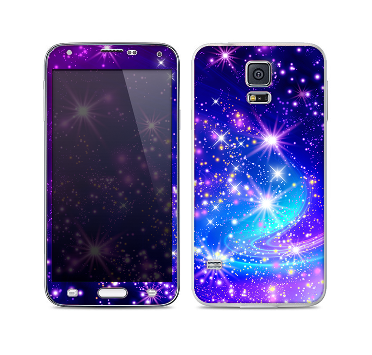 The Glowing Pink & Blue Starry Orbit Skin For the Samsung Galaxy S5