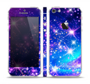 The Glowing Pink & Blue Starry Orbit Skin Set for the Apple iPhone 5