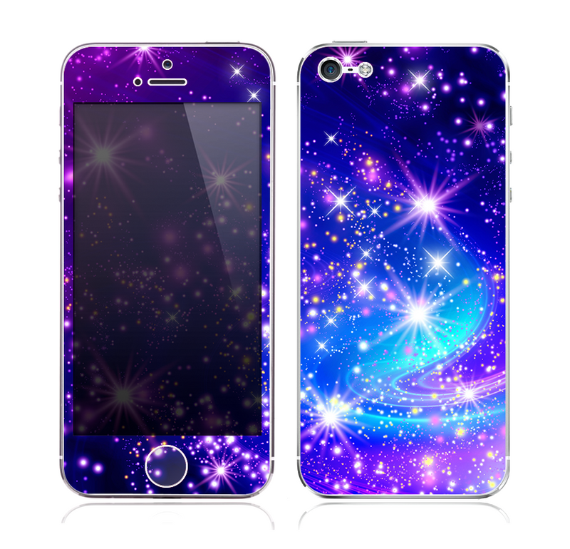 The Glowing Pink & Blue Starry Orbit Skin for the Apple iPhone 5