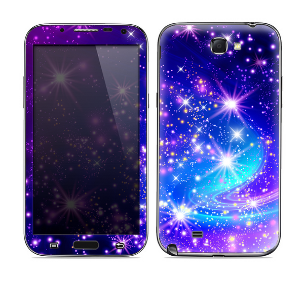 The Glowing Pink & Blue Starry Orbit Skin for the Samsung Galaxy Note 2