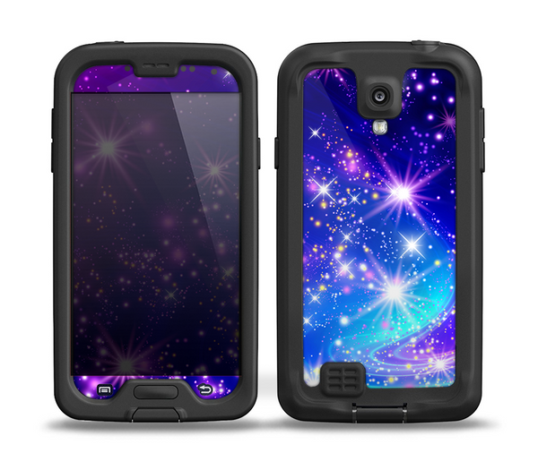 The Glowing Pink & Blue Starry Orbit Skin for the Samsung Galaxy S4 frē LifeProof Case