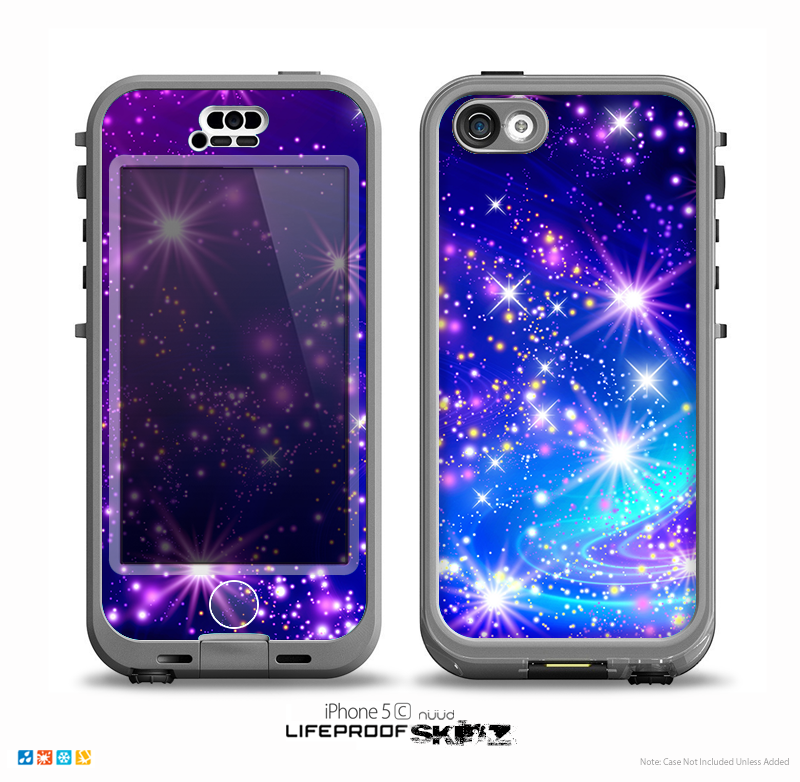 The Glowing Pink & Blue Starry Orbit Skin for the iPhone 5c nüüd LifeProof Case