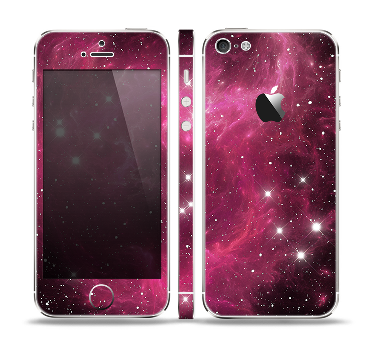 The Glowing Pink Nebula Skin Set for the Apple iPhone 5
