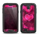 The Glowing Pink Outlined Hearts Samsung Galaxy S4 LifeProof Fre Case Skin Set