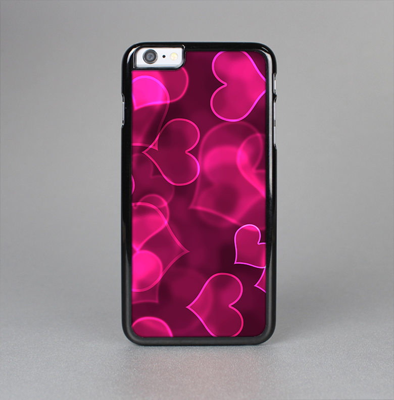 The Glowing Pink Outlined Hearts Skin-Sert Case for the Apple iPhone 6 Plus