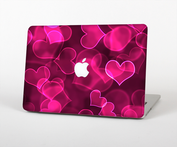 The Glowing Pink Outlined Hearts Skin Set for the Apple MacBook Air 13"