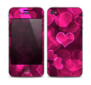 The Glowing Pink Outlined Hearts Skin for the Apple iPhone 4-4s