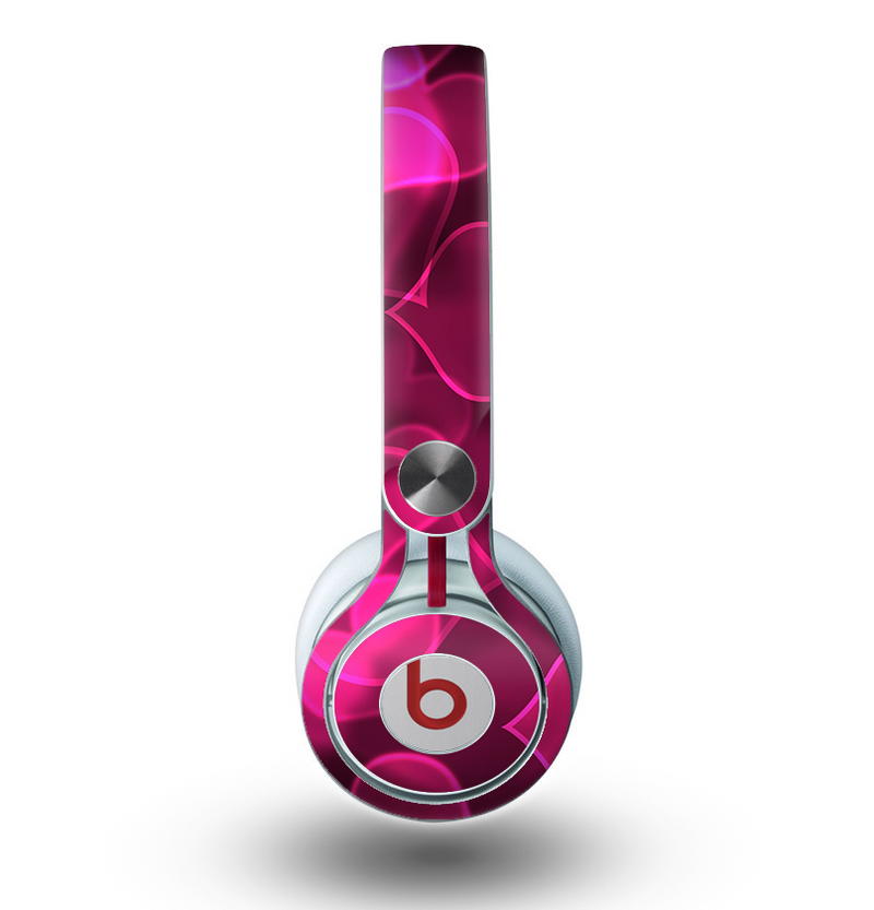 The Glowing Pink Outlined Hearts Skin for the Beats by Dre Mixr Headphones