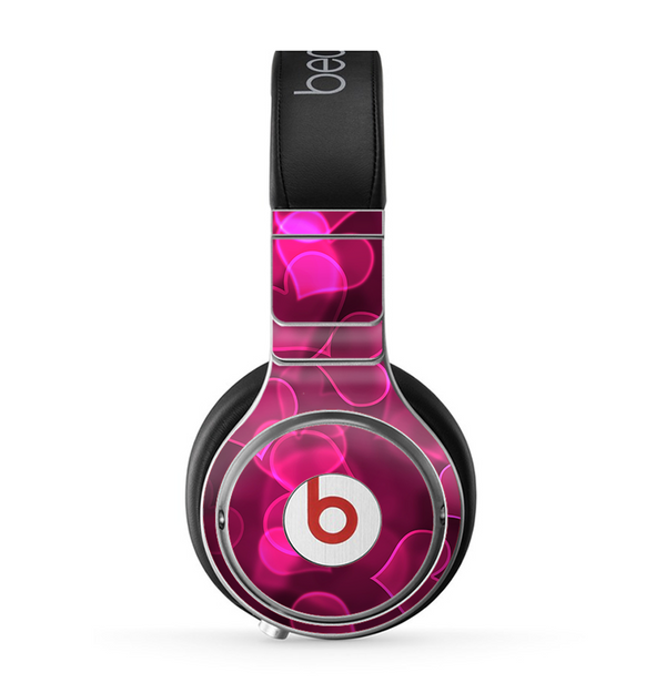 The Glowing Pink Outlined Hearts Skin for the Beats by Dre Pro Headphones