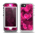 The Glowing Pink Outlined Hearts Skin for the iPhone 5-5s OtterBox Preserver WaterProof Case
