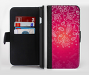 The Glowing Pink & White Lace Ink-Fuzed Leather Folding Wallet Credit-Card Case for the Apple iPhone 6/6s, 6/6s Plus, 5/5s and 5c