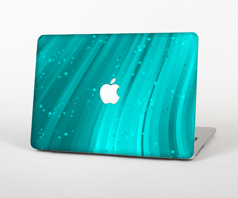 The Glowing Teal Abstract Waves Skin Set for the Apple MacBook Pro 15" with Retina Display