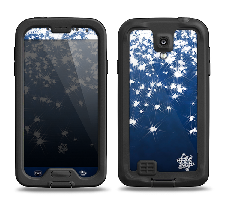 The Glowing White SnowFlakes Samsung Galaxy S4 LifeProof Fre Case Skin Set