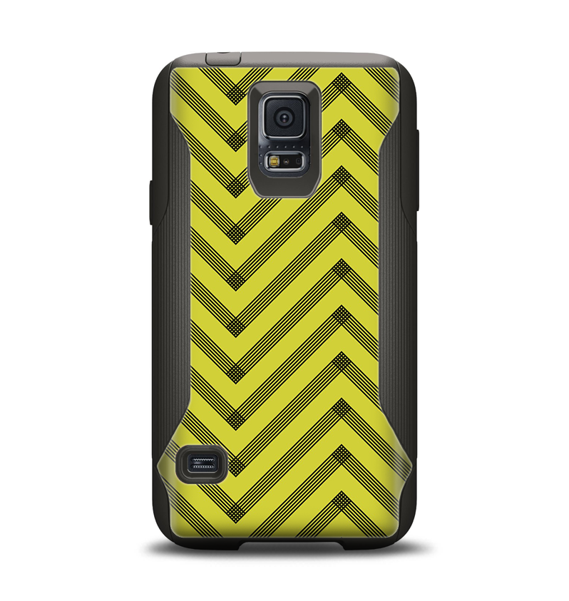 The Gold & Black Sketch Chevron Samsung Galaxy S5 Otterbox Commuter Case Skin Set