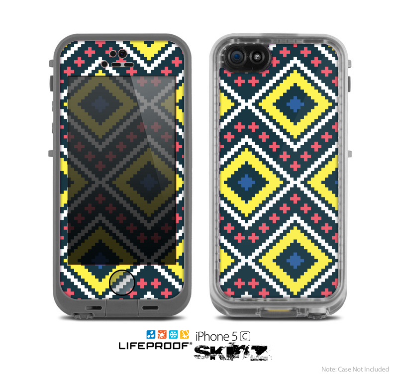 The Gold & Black Vector Plaid Skin for the Apple iPhone 5c LifeProof Case